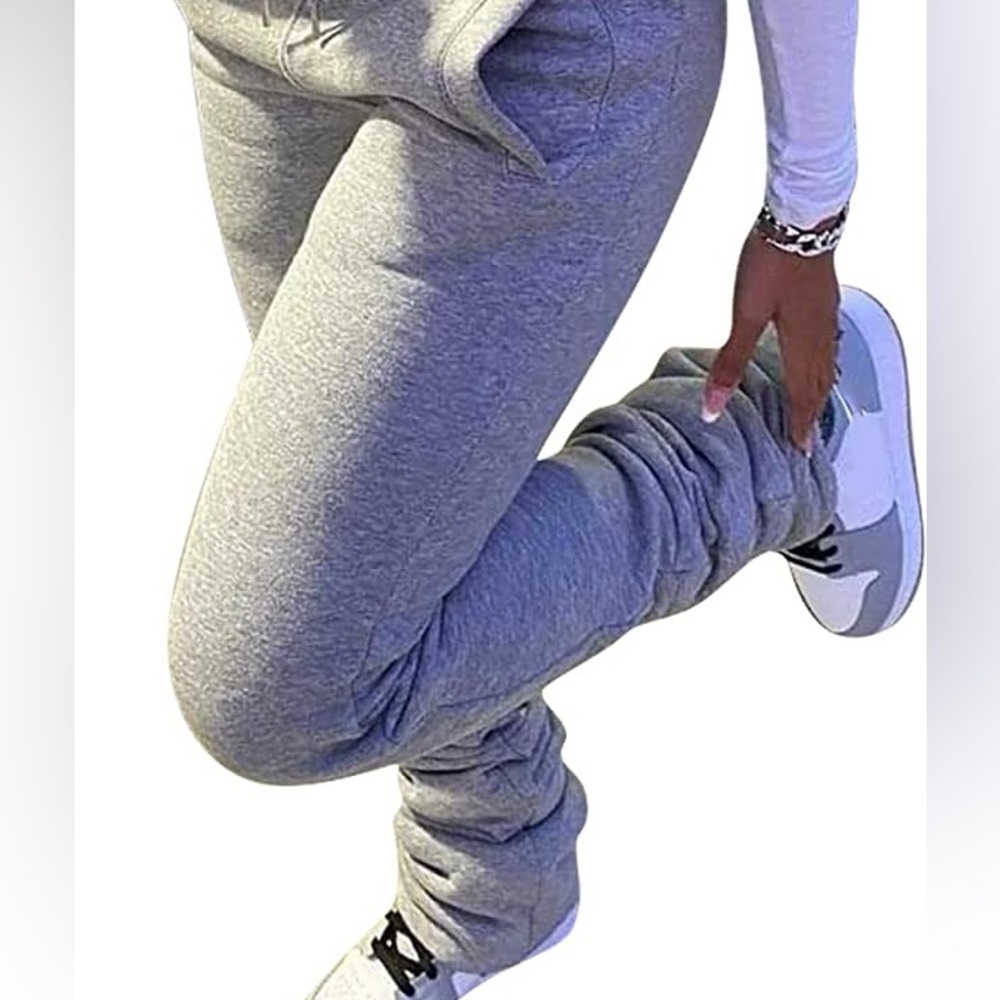 XS grey stacked track pants soft and like new😍 no stains, no snags, no problems